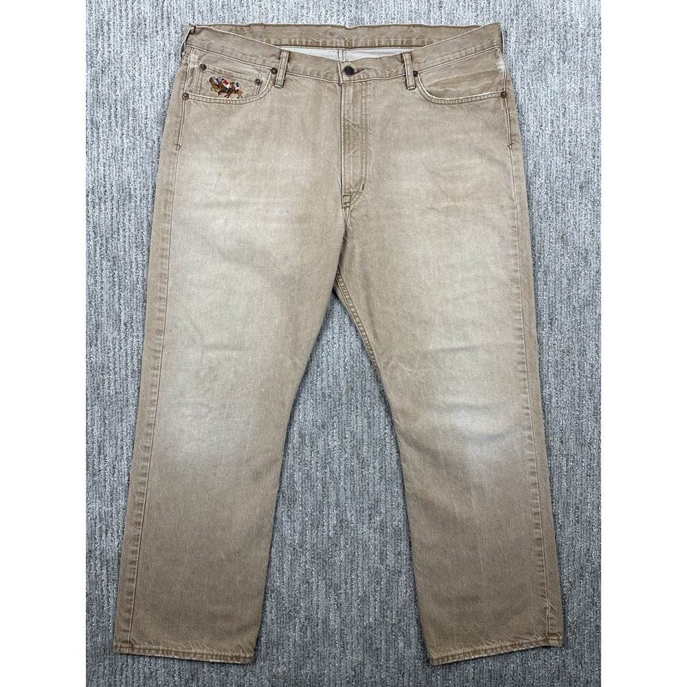 Polo Ralph Lauren Triple Pony Jeans Mens 40x30 Beige Classic 867 Baxter Faded